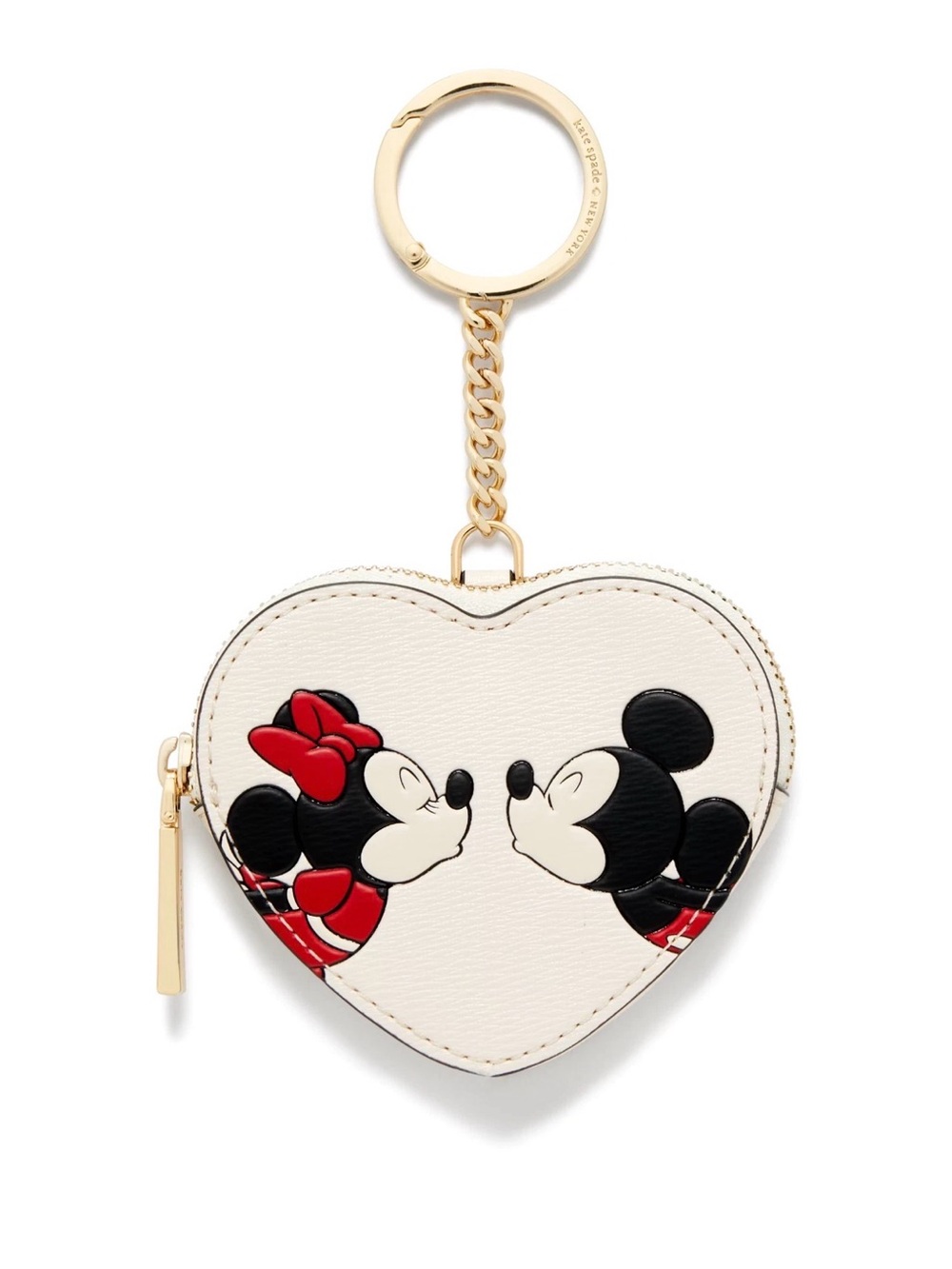 Kate Spade x Disney Mickey & Minnie Heart Coin Pouch Charm, Parchment White